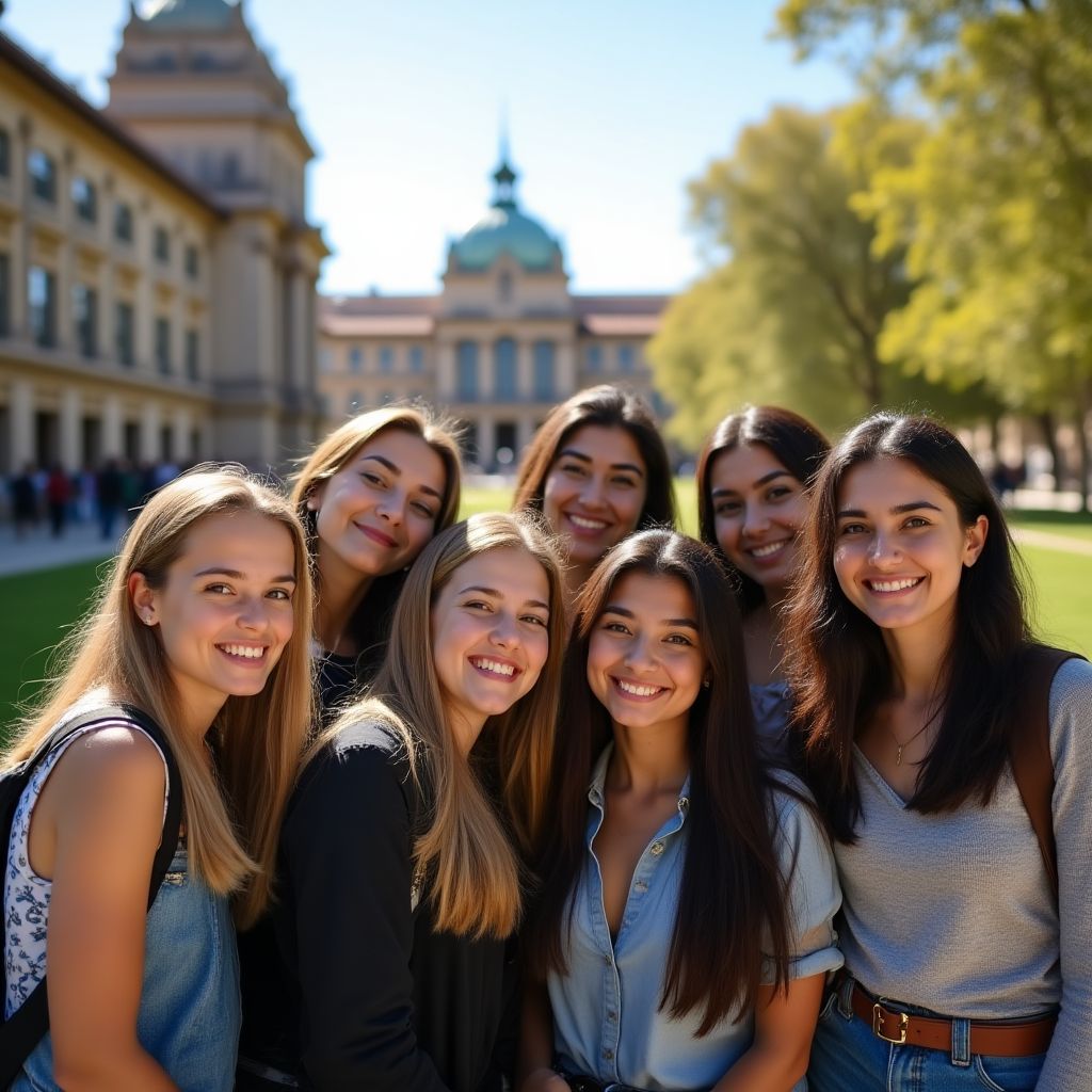 Estudiantes internacionales en campus universitario argentino